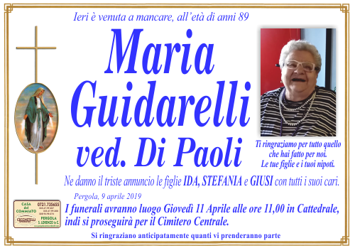 manifesto funebre di Guidarelli Maria
