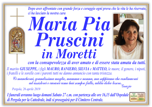 manifesto funebre di Pruscini Maria Pia