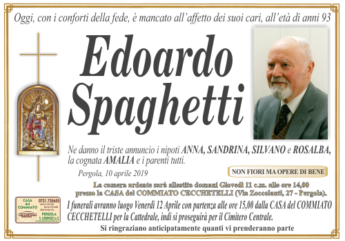 manifesto funebre di Spaghetti Edoardo
