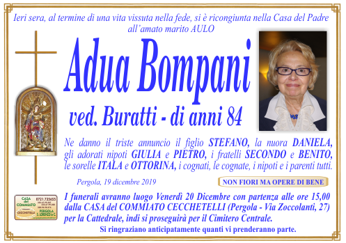 manifesto funebre di Bompani Adua