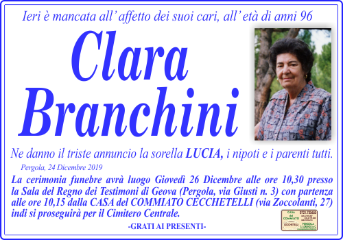 manifesto funebre di Branchini Clara