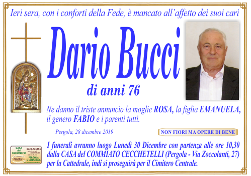 manifesto funebre di Bucci Dario