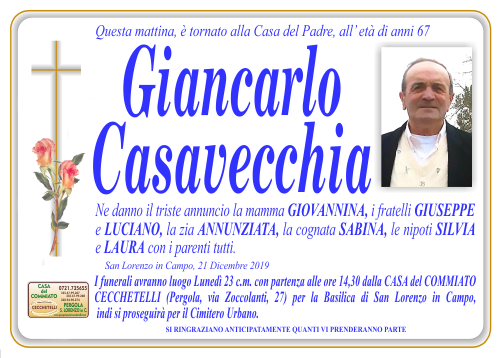 manifesto funebre di Casavecchia Giancarlo