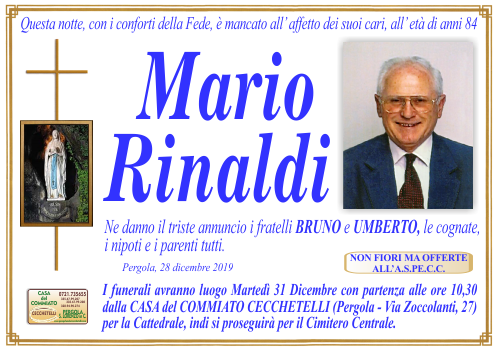 manifesto funebre di Rinaldi Mario