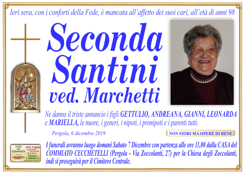 manifesto funebre di Santini Seconda