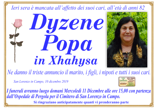 manifesto funebre di Xhahysa Dyzene