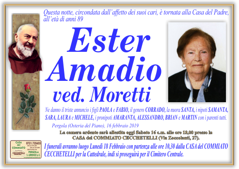 manifesto funebre di Amadio Ester