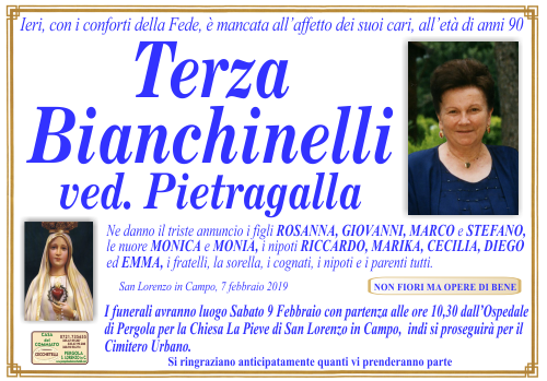 manifesto funebre di Bianchinelli Terza