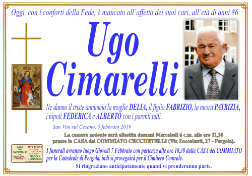 manifesto funebre di Cimarelli Ugo