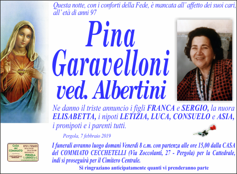 manifesto funebre di Garavelloni Pina