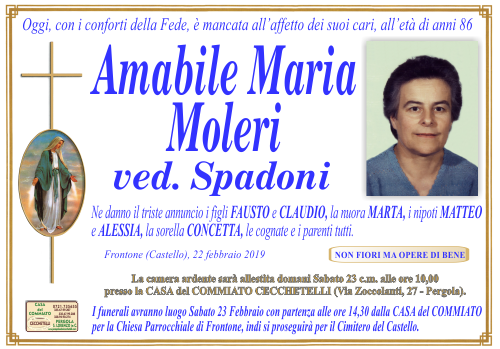 manifesto funebre di Moleri Amabile Maria