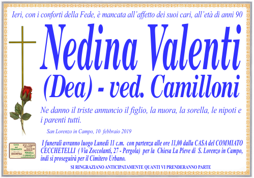 manifesto funebre di Valenti Nedina