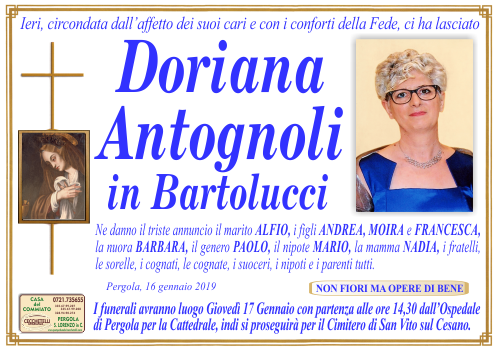 manifesto funebre di Antognoli Doriana