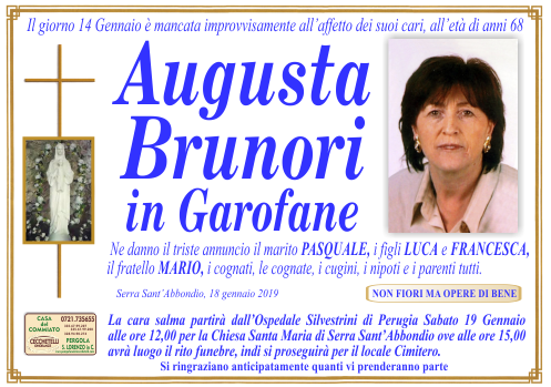 manifesto funebre di Brunori Augusta