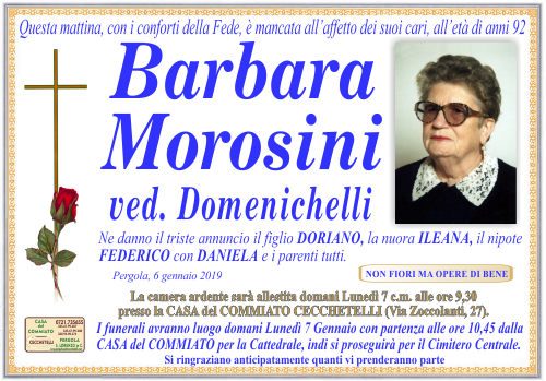 manifesto funebre di Morosini Barbara