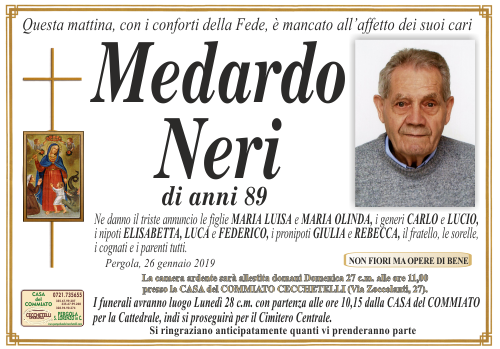 manifesto funebre di Neri Medardo