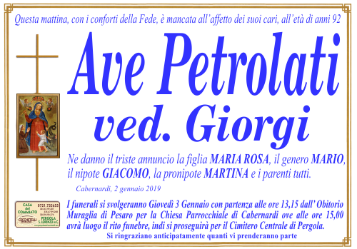 manifesto funebre di Petrolati Ave