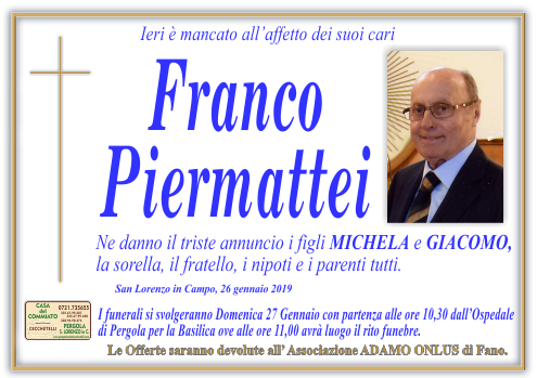 manifesto funebre di Piermattei Franco