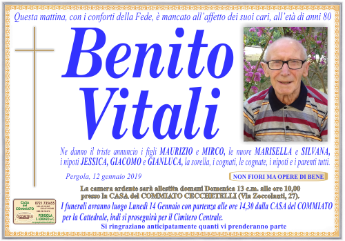 manifesto funebre di Vitali Benito