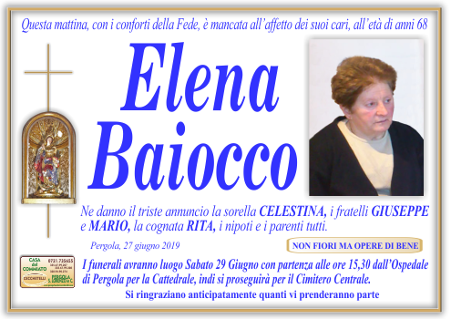 manifesto funebre di Baiocco Elena