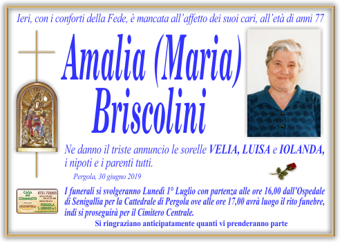 manifesto funebre di Briscolini Amalia
