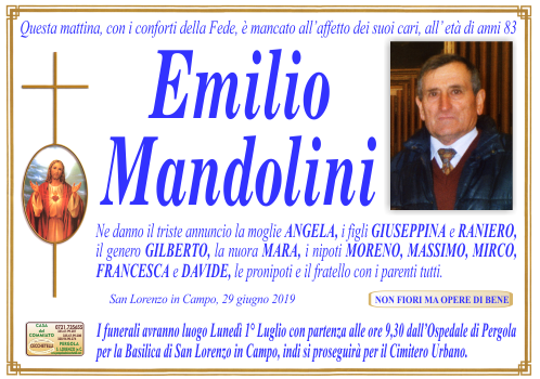 manifesto funebre di Mandolini Emilio