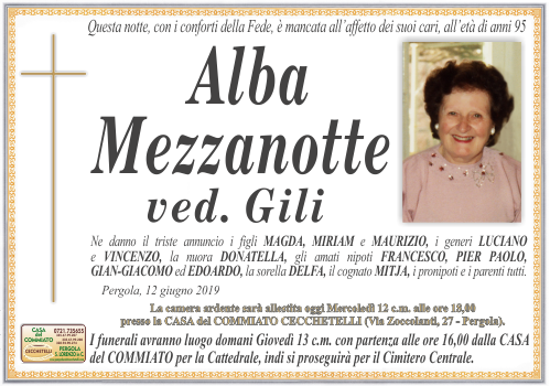 manifesto funebre di Mezzanotte Alba