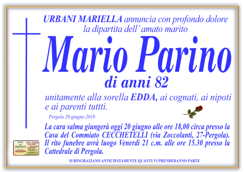 manifesto funebre di Parino Mario