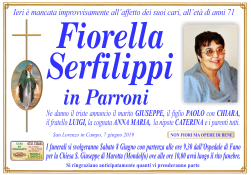manifesto funebre di Serfilippi Fiorella