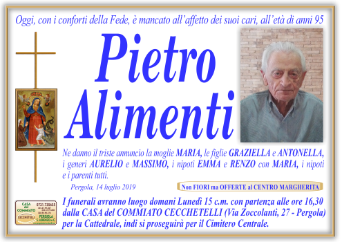 manifesto funebre di Alimenti Pietro