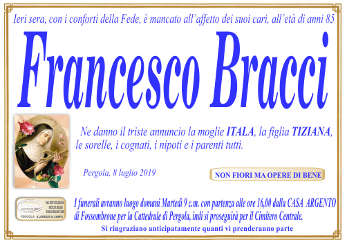 manifesto funebre di Bracci Francesco