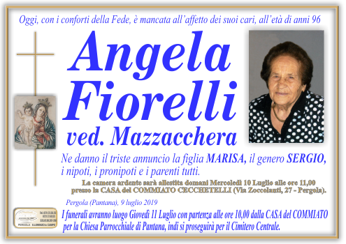 manifesto funebre di Fiorelli Angela