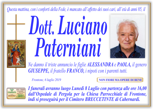 manifesto funebre di Paterniani Luciano