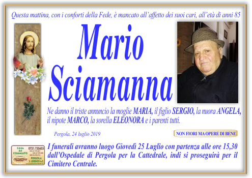 manifesto funebre di Sciamanna Mario
