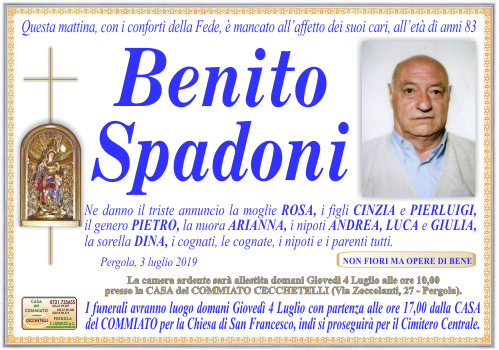 manifesto funebre di Spadoni Benito