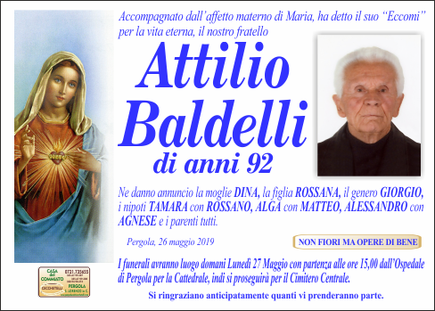 manifesto funebre di Baldelli Attilio