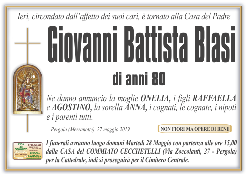 manifesto funebre di Blasi Giovanni Battista