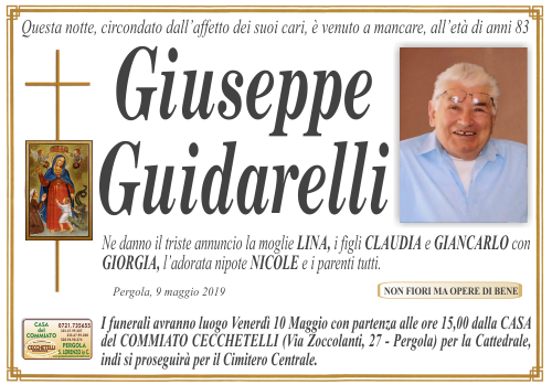 manifesto funebre di Guidarelli Giuseppe