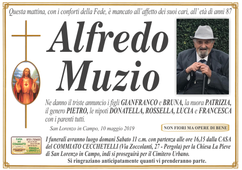 manifesto funebre di Muzio Alfredo