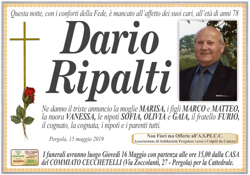 manifesto funebre di Ripalti Dario