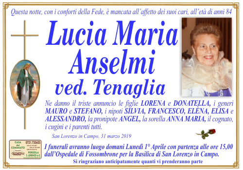 manifesto funebre di Anselmi Lucia Maria
