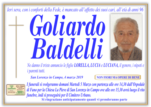 manifesto funebre di Baldelli Goliardo