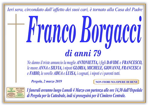 manifesto funebre di Borgacci Franco