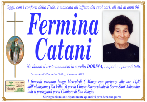 manifesto funebre di Catani Fermina