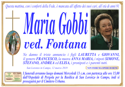 manifesto funebre di Gobbi Maria