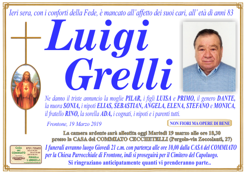 manifesto funebre di Grelli Luigi