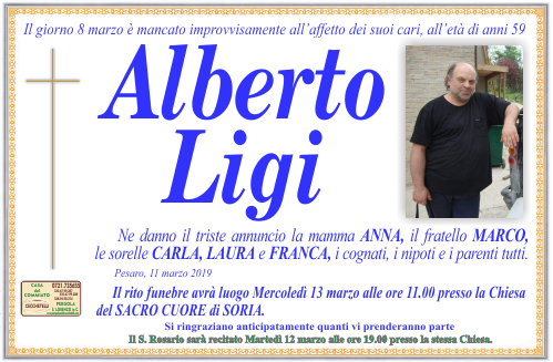 manifesto funebre di Ligi Alberto
