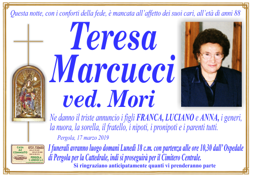 manifesto funebre di Marcucci Teresa