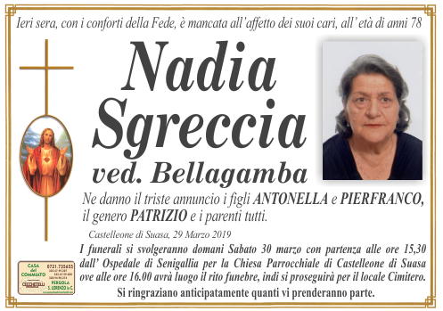 manifesto funebre di Sgreccia Nadia