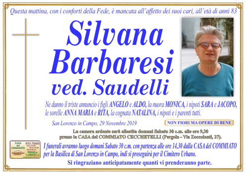 manifesto funebre di Barbaresi Silvana